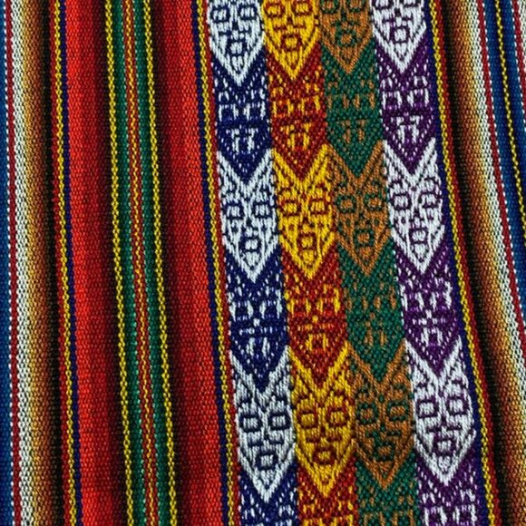 Peruvian Women's Wrap - 42 in x 46 in - Black with Multicolor Stitching - NEW - Picture 2 of 4